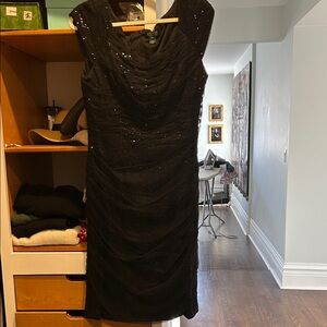 Lauren Ralph Lauren Black Sequin Knee Length Dress